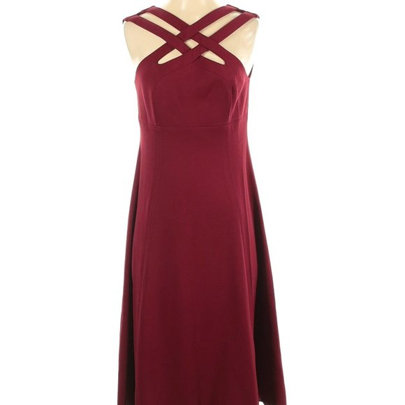 J. Peterman Dresses & Skirts - J. Peterman Cutout Neckline Maroon Midi Dress 10